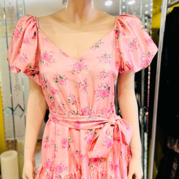 LoveShack Fancy Mini Floral Pink Dress Balloon Sleeves Size 6 - Picture 11 of 16